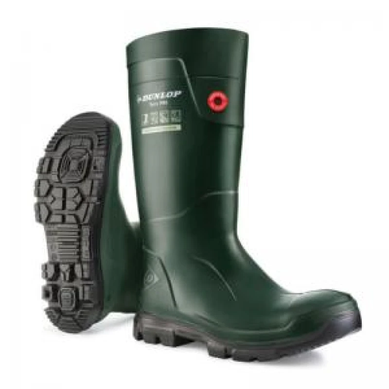 Image of Dunlop 'TerraPro' Plain PU Wellingtons Green
