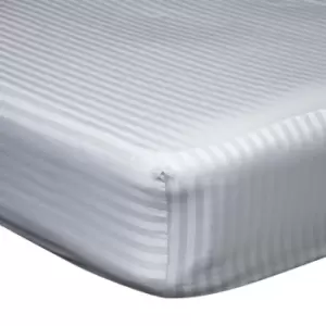 Image of Belledorm 540 Thread Count Satin Stripe Extra Deep Fitted Sheet (Single) (Platinum)