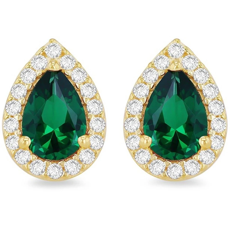 Image of Be You 9ct Gold Pear Shaped CZ Halo Stud Earrings Stud Earrings One Size Gold 72957410000