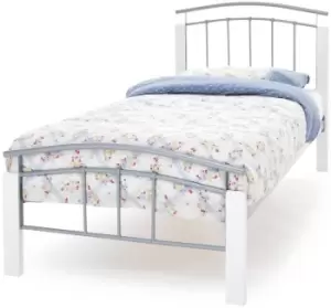Image of Serene Tetras 3ft Single White and Silver Metal Bed