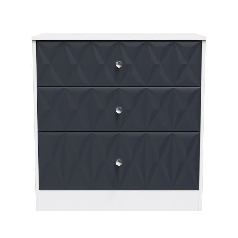 Image of San Jose Ready Assembled Matt Indigo & White 3 Drawer Chest (H)791mm (W)766mm (D)395mm