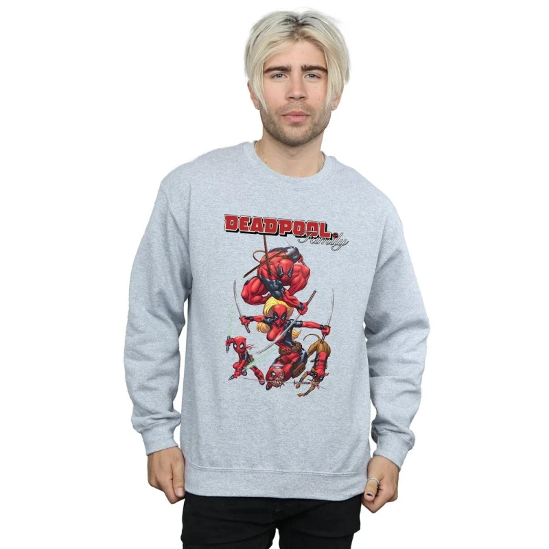 Image of Marvel Marvel Men Deadpool Family Sweatshirt in Grey Size: Small Grey S Male 5057736816578