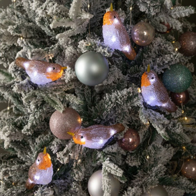 Image of Samuel Alexander 5 Acrylic Indoor Outdoor Robin Christmas Lights With 30 Ice White Leds