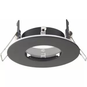 Image of Recessed Compact Bathroom Downlight - 50W GU10 LED - IP65 Rated - Matt Black