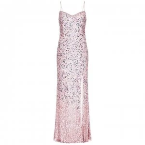 Image of Adrianna Papell Adrianna Beaded Mesh Dress Womens - ROSE GOLD