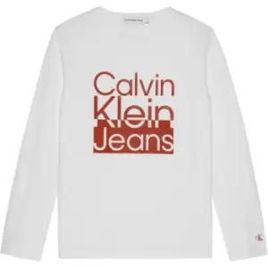 Image of Calvin Klein Jeans Box Logo T-Shirt Ls - White
