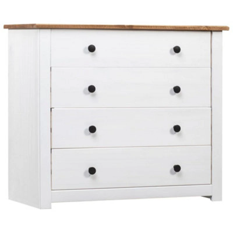 Image of vidaXL Side Cabinet White Pine Panama Range Sideboard Drawer Bedside Table