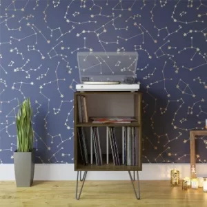 Image of Concord Turntable Stand Cabinet Unit With Vinyl Storage Brown Oak