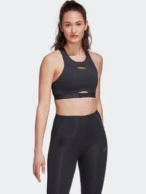 Image of adidas Powerimpact Luxe Training Medium-Support Bra, Grey, Size L, Women