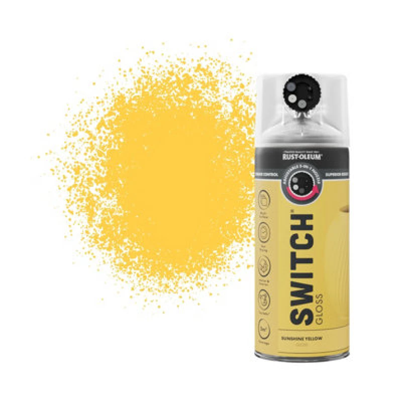 Image of RUST-OLEUM Rust-Oleum Switch Spray Paint 400ml - Gloss - Sunshine Yellow AE0727400UK