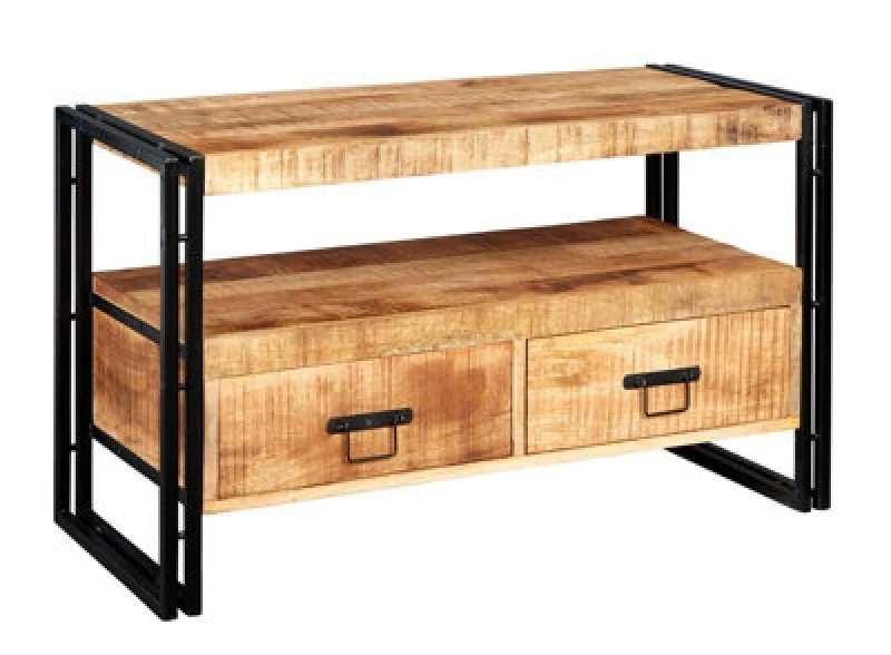 Image of Buttercup Farm Cosmo Industrial TV Stand - Solid Mango Wood - L45 X W102 X H60 Cm