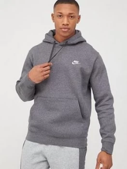 Image of Nike Sportswear Club Overhead Hoodie - Charcoal Heather, Charcoal Heather, Size XL, Men