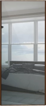 Image of Wickes Sliding Wardrobe Door Walnut Frame Mirror - 2220 x 914mm