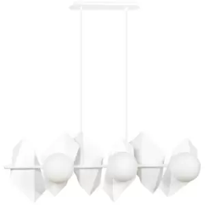 Image of Emibig Drifton White DesignerPendant Ceiling Light with White Glass Shades, 6x E14
