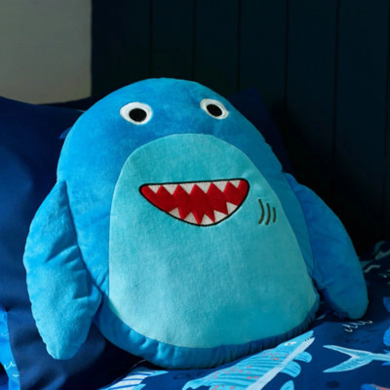 Image of Catherine Lansfield 'Sheldon the Shark' 3D Shaped Cushion Navy