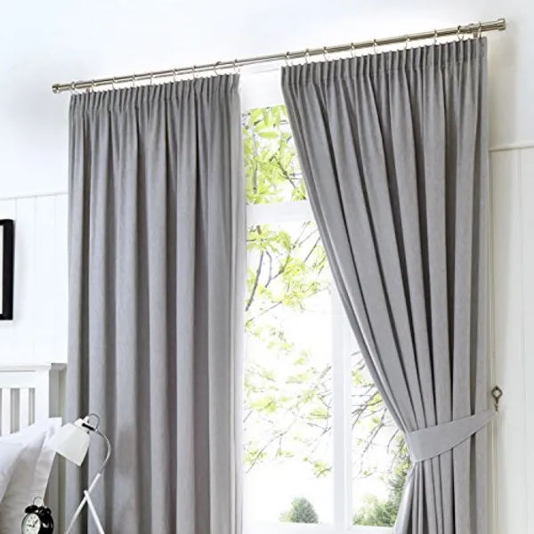 Image of Fusion Fusion - Dijon Blackout Pencil Pleat Lined Curtains, Silver, 66 x 90" DJNSV66900LZU
