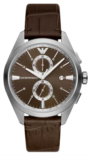 Image of Emporio Armani AR11482 Mens Brown Dial Brown Leather Strap Watch