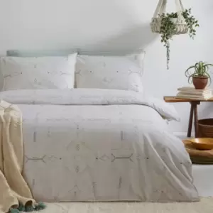 Image of Mini Inka Aztec Print 100% Cotton Reversible Duvet Cover Set, Natural, King - The Linen Yard