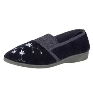 Image of Zedzzz Womens/Ladies Joanna Embroidered Slippers (8 UK) (Navy)