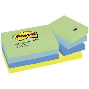 Image of Post it Sticky Notes Repositionable 38x51mm Mint Rainbow Dreamy Colours 12 x 100 Sheets