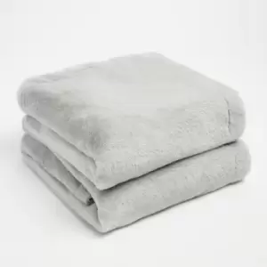 Image of Sienna Faux Rabbit Soft Warm Flannel Fleece Throw Blanket Silver 150 X 200Cm