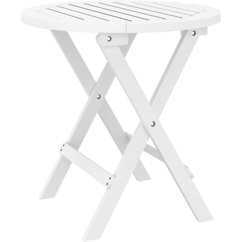 Image of VIDAXL Folding Garden Table White o 46cm Solid Wood Acacia Vidaxl 8720286142547
