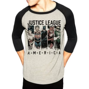 Image of Justice League - America Mens Medium Baseball T-Shirt - White
