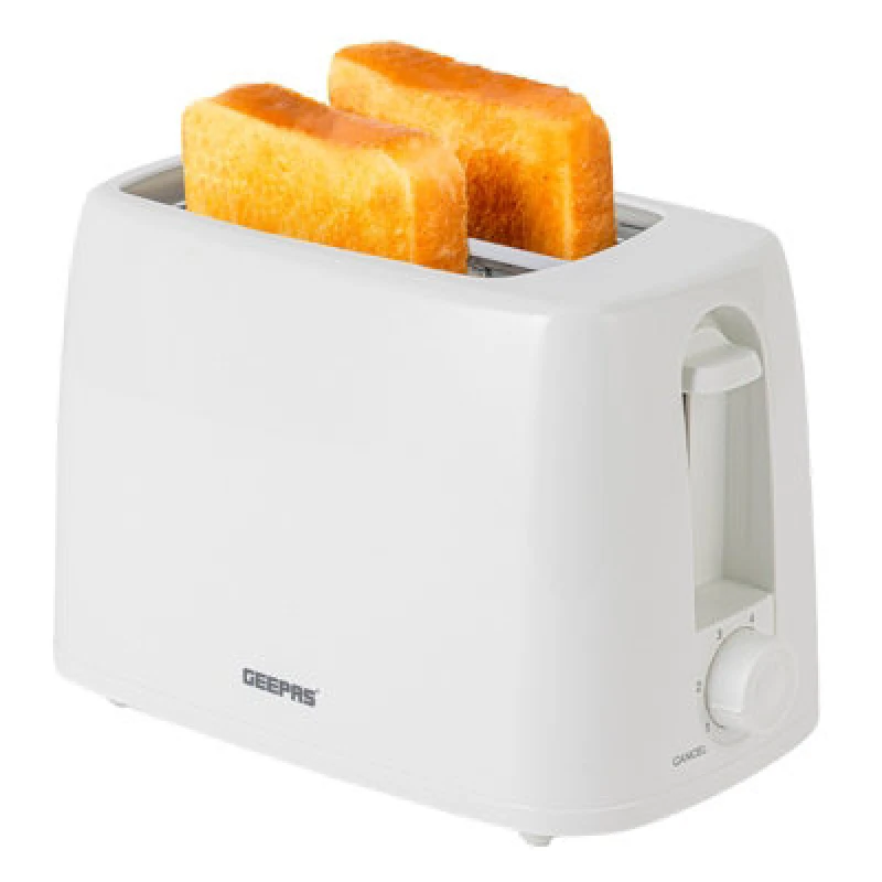 Image of Geepas 2 Slice Bread Toaster 6 Level Browning Control with Crumb Tray Small Slot White