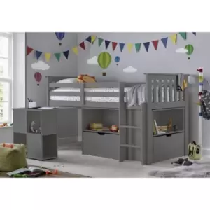 Image of Milo Sleep Station Desk Storage Kids Bed Grey With Spring Mattress