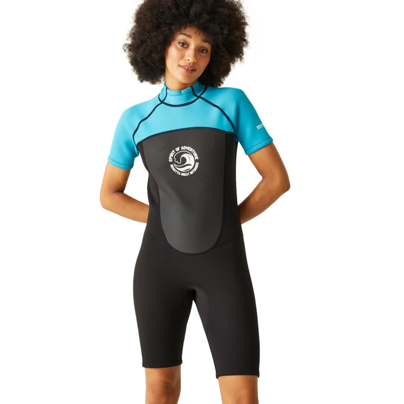 Image of Regatta Womens Shorty Lightweight Comfortable Grippy Wetsuit 10 - Bust 34' (86cm) Tahoe/Black RWM022-P63-10