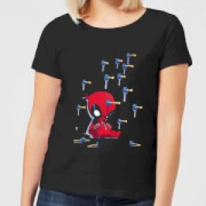 Image of Marvel Deadpool Cartoon Knockout Womens T-Shirt - Black