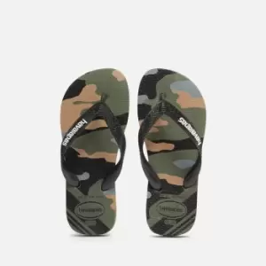 Image of Havaianas Boys Camo Flip Flops - Green - UK 13 Kids