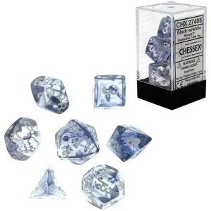 Image of Chessex Poly 7 Dice Set - Nebula Black/white