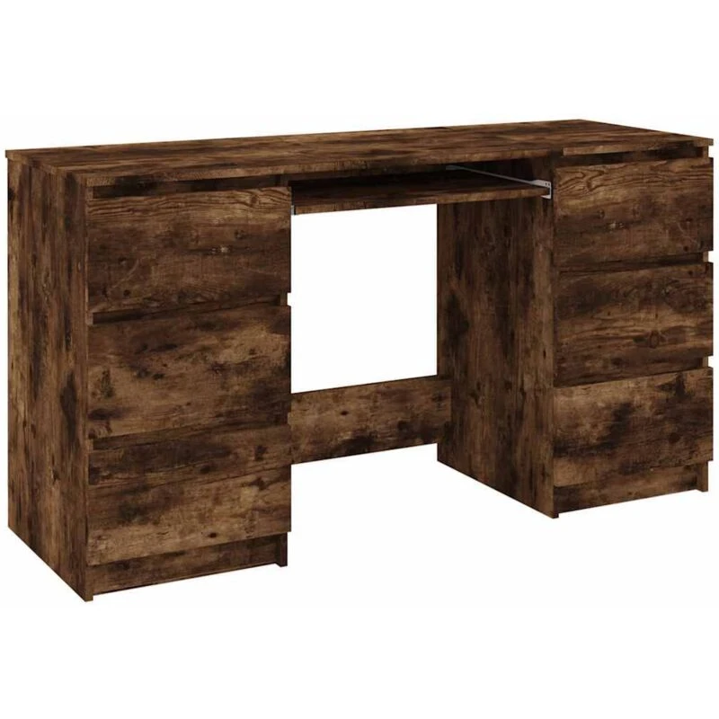 Image of Vidaxl Writing Desk Smoked Oak 140X50X77cm Engineered Wood, Brown 815438