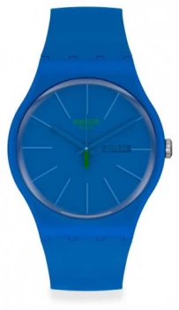 Image of Swatch BELTEMPO Blue Plastic Strap Blue Dial SO29N700 Watch