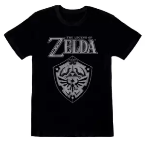Image of Nintendo Unisex Adult Legend Of Zelda Shield T-Shirt (L) (Black)