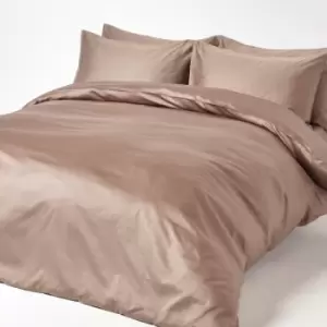 Image of Brown Organic Cotton Duvet Cover Set 400 Thread count, Double - Brown - Brown - Homescapes