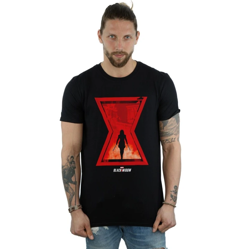 Image of Marvel Marvel Men Black Widow Movie Icon Silhouette T-Shirt Size: Small Black S Male 5059400790177