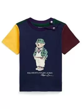 Image of Ralph Lauren Baby Colour Block Bear T-Shirt - French Navy, Size 6 Months