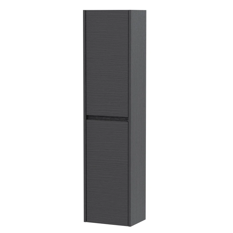 Image of Balterley Wall Hung 2 Door Tall Bathroom Unit Woodgrain Graphite Grey 350mm Grey