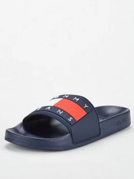 Image of Tommy Jeans Flag Pool Sliders - Navy