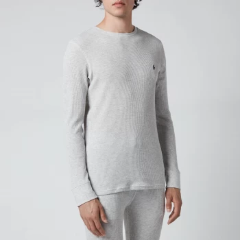 Image of Polo Ralph Lauren Waffle Long Sleeve Lounge Top - English Heather, English Heather, Size L, Men
