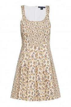 Image of French Connection Niko Stretch Embroidered Fit and Flare Dress White
