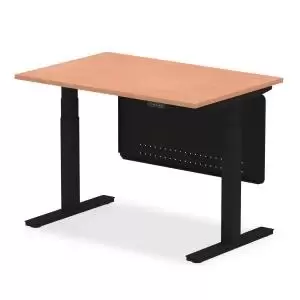 Image of Air 1200 x 800mm Height Adjustable Desk Beech Top Black Leg With Black