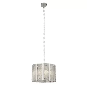Image of Alexandra 5 Light Satin Silver Ceiling Pendant with Aquatex Glass, Metal Bars