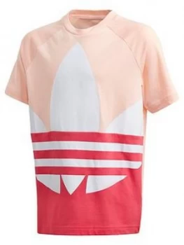 Image of Boys, adidas Originals Childrens Big Trefoil T-Shirt - Coral, Size 4-5 Years