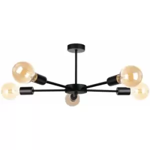 Image of Keter Sun Multi Arm Semi Flush Ceiling Light Black, 48cm, 5x E27