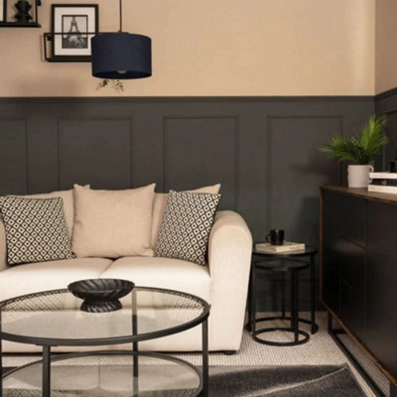 Image of ValueLights ValueLights Reni Pair of Fabric Easy Fit Drum Ceiling Lamp Shade in Navy Size: Small Navy Small Unisex 5059406037153