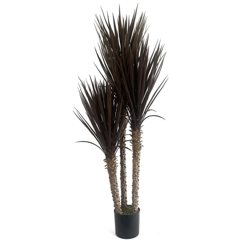 Image of Leaf 155cm Artificial XL Dark Triple Yukka Tree Plant Spiky Tree Plant Realistic Dark Brown