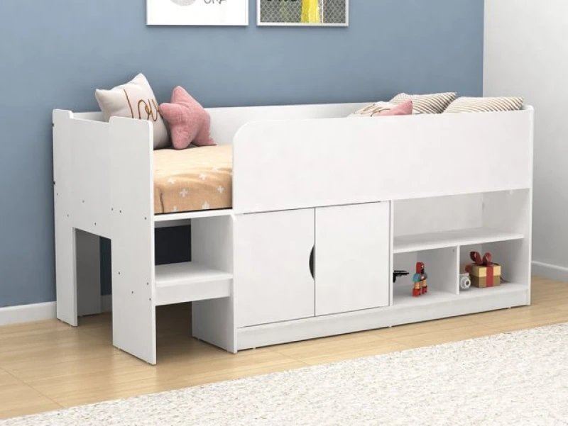 Image of Kidsaw Kudl White Mid Sleeper Storage Bed Frame - 3ft Single